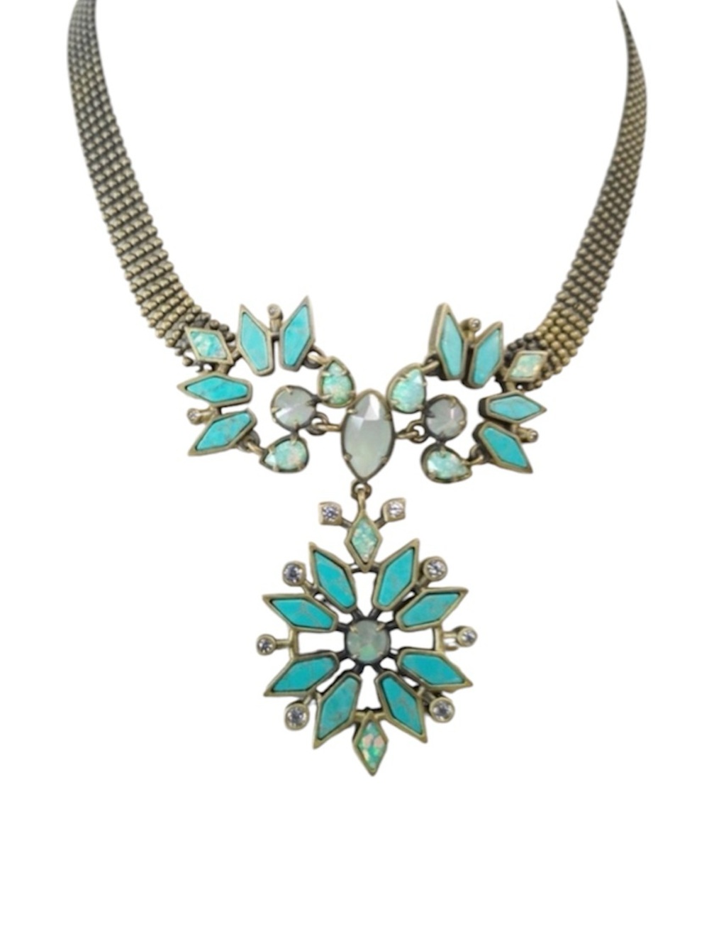 Vintage Kendra Scott Isabella Turquoise Mint Gunmetal Crystal Choker Necklace